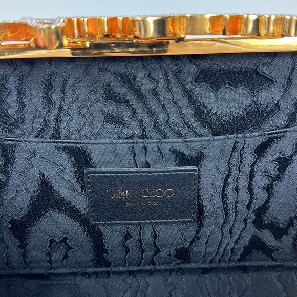 JIMMY CHOO SUEDE CELESTE WITH JIMMY CHOO CRYSTAL CLASP CLUTCH - Picture 12 of 13